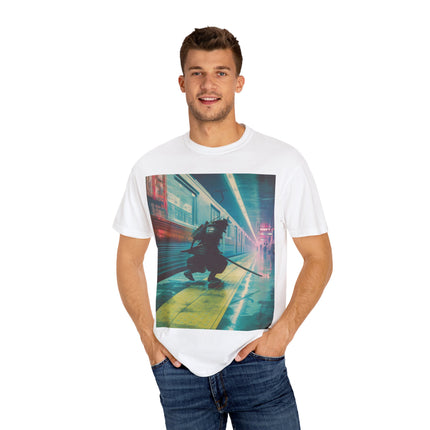 Samurai Unisex Garment-Dyed T-shirt "DEN" | Japanese Cyber Train Ninja Graphic Tee