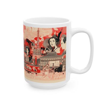 Japanese Art Ceramic Mug "Sunrise" | Unique Gift for Tea and Coffee Lovers