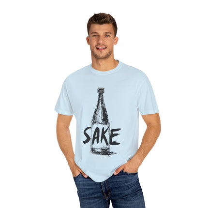 Japanese Sake Unisex Garment-Dyed T-shirt "SAKE LOVER" | Bold Hand-Drawn Bottle Graphic