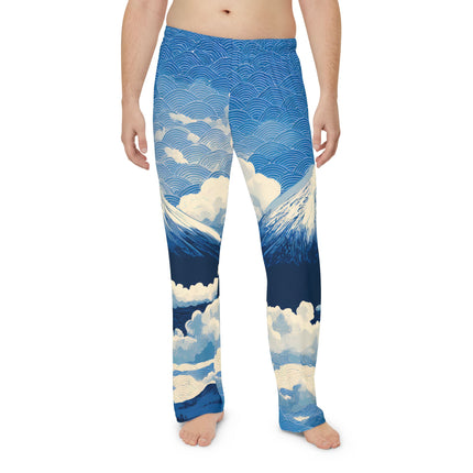 Men's Pajama Pants "Mt. Fuji in the Clouds" | Japanese Wave Pattern Lounge Pants