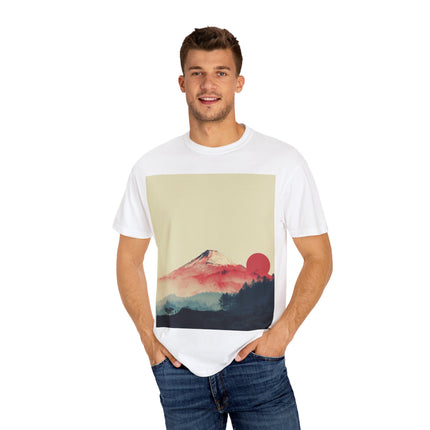 Mt.Fuji Unisex Garment-Dyed T-Shirt "Madder red" | Mountain Sunset Design