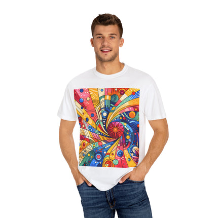 Japanese Art Unisex Garment-Dyed T-Shirt "Color Spiral" | Vibrant Japanese Abstract Art Tee