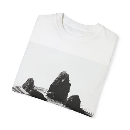 Zen Unisex Garment-Dyed T-shirt "Garden Flow" | Sumi-e × Zen × Monochrome Tee