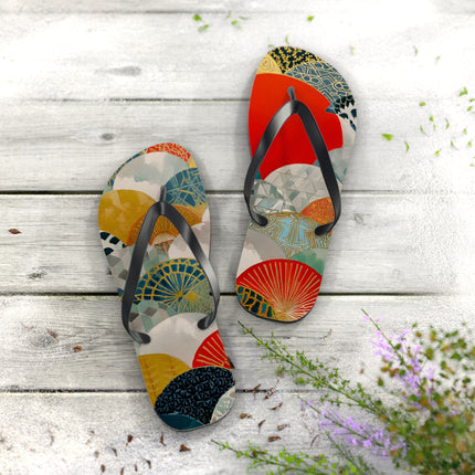 Japanese Pattern Flip Flops "Japan Hearts" | Traditional Aesthetic with Everyday Ease
