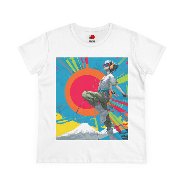 Women's Cotton Tee "Sun Girl" | Colorful Japanese Techno-Pop Art Shirt