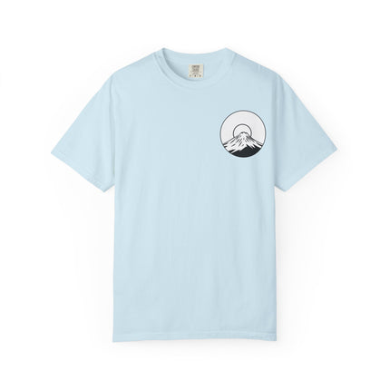 Mt. Fuji Unisex Garment-Dyed T-shirt "RAIKOU" | Sunrise Minimal Logo Tee from Japan