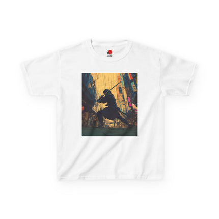 Ninja Kids Heavy Cotton™ Tee "Urban Blade" | Cyber Ninja Street Style for Brave Kids