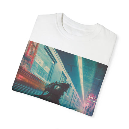 Samurai Unisex Garment-Dyed T-shirt "DEN" | Japanese Cyber Train Ninja Graphic Tee
