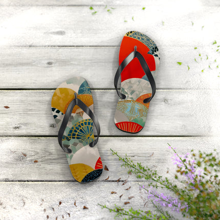 Japanese Pattern Flip Flops "Japan Hearts" | Traditional Aesthetic with Everyday Ease