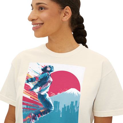 Mt.Fuji Women's Boxy Tee "Break Free Fujiyama Girl" | Neo Tokyo Motion Streetwear
