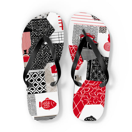 Japanese Pattern Flip Flops "Good Old Japan" | Traditional Aesthetic with Everyday Ease