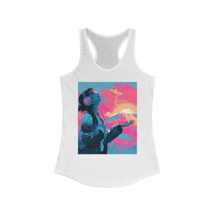 Mt.Fuji Women's Ideal Racerback Tank "Sunset Beats in Fuji Clouds" | Japanese Vaporwave Chillwear