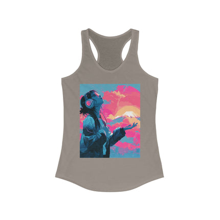 Mt.Fuji Women's Ideal Racerback Tank "Sunset Beats in Fuji Clouds" | Japanese Vaporwave Chillwear