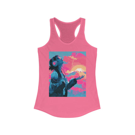 Mt.Fuji Women's Ideal Racerback Tank "Sunset Beats in Fuji Clouds" | Japanese Vaporwave Chillwear