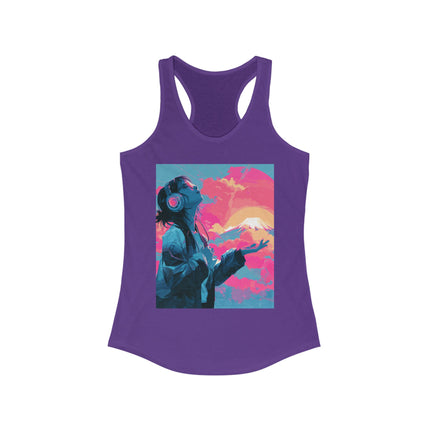 Mt.Fuji Women's Ideal Racerback Tank "Sunset Beats in Fuji Clouds" | Japanese Vaporwave Chillwear