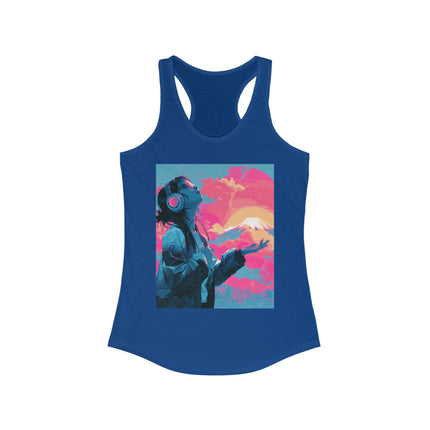 Mt.Fuji Women's Ideal Racerback Tank "Sunset Beats in Fuji Clouds" | Japanese Vaporwave Chillwear