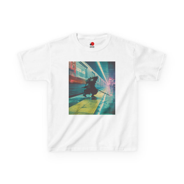 Samurai Kids Heavy Cotton™ Tee "DEN" | Neon Platform Samurai Tee for Cool Kids