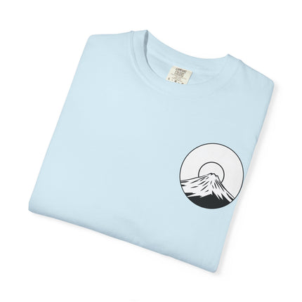 Mt. Fuji Unisex Garment-Dyed T-shirt "RAIKOU" | Sunrise Minimal Logo Tee from Japan