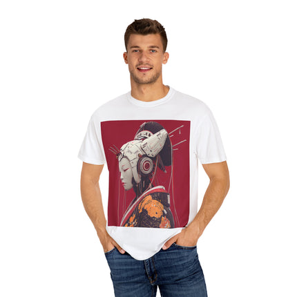 Geisha Unisex Garment-Dyed T-shirt "Neo Serenity" | Japanese Robot Geisha Art Tee