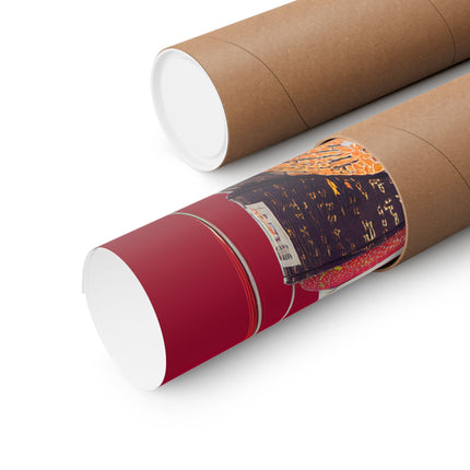 Geisha Matte Vertical Posters "Neo Serenity" | Futuristic Japanese Elegance in Red