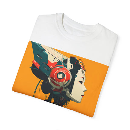 Geisha Unisex Garment-Dyed T-shirt "Cyber Grace" | Futuristic Geisha Graphic Tee