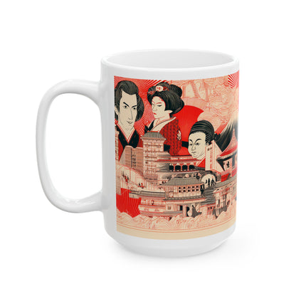 Japanese Art Ceramic Mug "Sunrise" | Unique Gift for Tea and Coffee Lovers