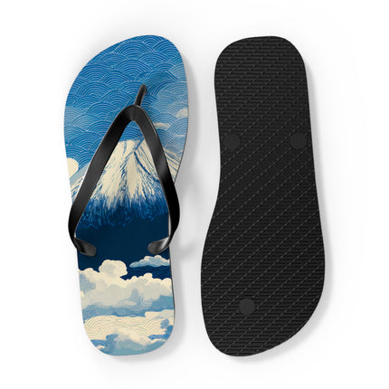 Japanese Pattern Flip Flops "Mt. Fuji in the Clouds" | Japanese-Inspired Rubber Sandals