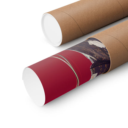 Geisha Matte Vertical Posters "Neo Serenity" | Futuristic Japanese Elegance in Red