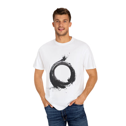 Zen Unisex Garment-Dyed T-shirt "Circle – Ensō" | Sumi-e × Zen × Monochrome Tee