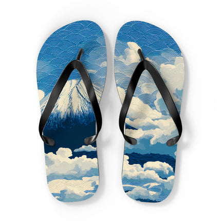 Japanese Pattern Flip Flops "Mt. Fuji in the Clouds" | Japanese-Inspired Rubber Sandals